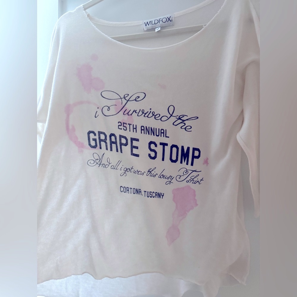 Wildfox Cream and Pink Graphic short Sleeve Top